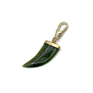 Vintage Spinach Jade Talon in Gold Vermeil Classic Setting Charm