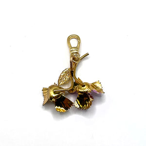 Vintage Goldplated Vibrant Enamel Painted Bunch of Blossoms Charm