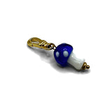Glass Mushroom Vibrant Blue and White Charm