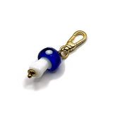 Glass Mushroom Vibrant Blue and White Charm