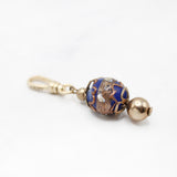 Pretty Molten Cobalt Blue Glass Double Drop Charm