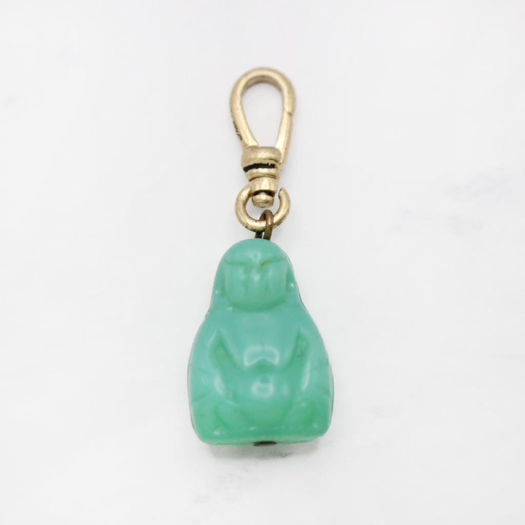 Perfection Is Now Mint Green Glass Buddha Charm