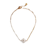 Diamante Caged Pearl Pendant Necklace