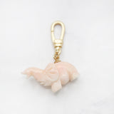 Trunks Up Carved Coral Elephant Charm