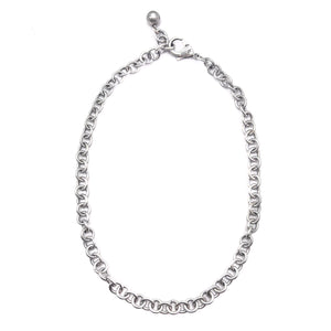 Plaza Round Link Matte Silver Short Necklace