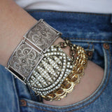 Vintage Silver Filigree Hinge Bracelet