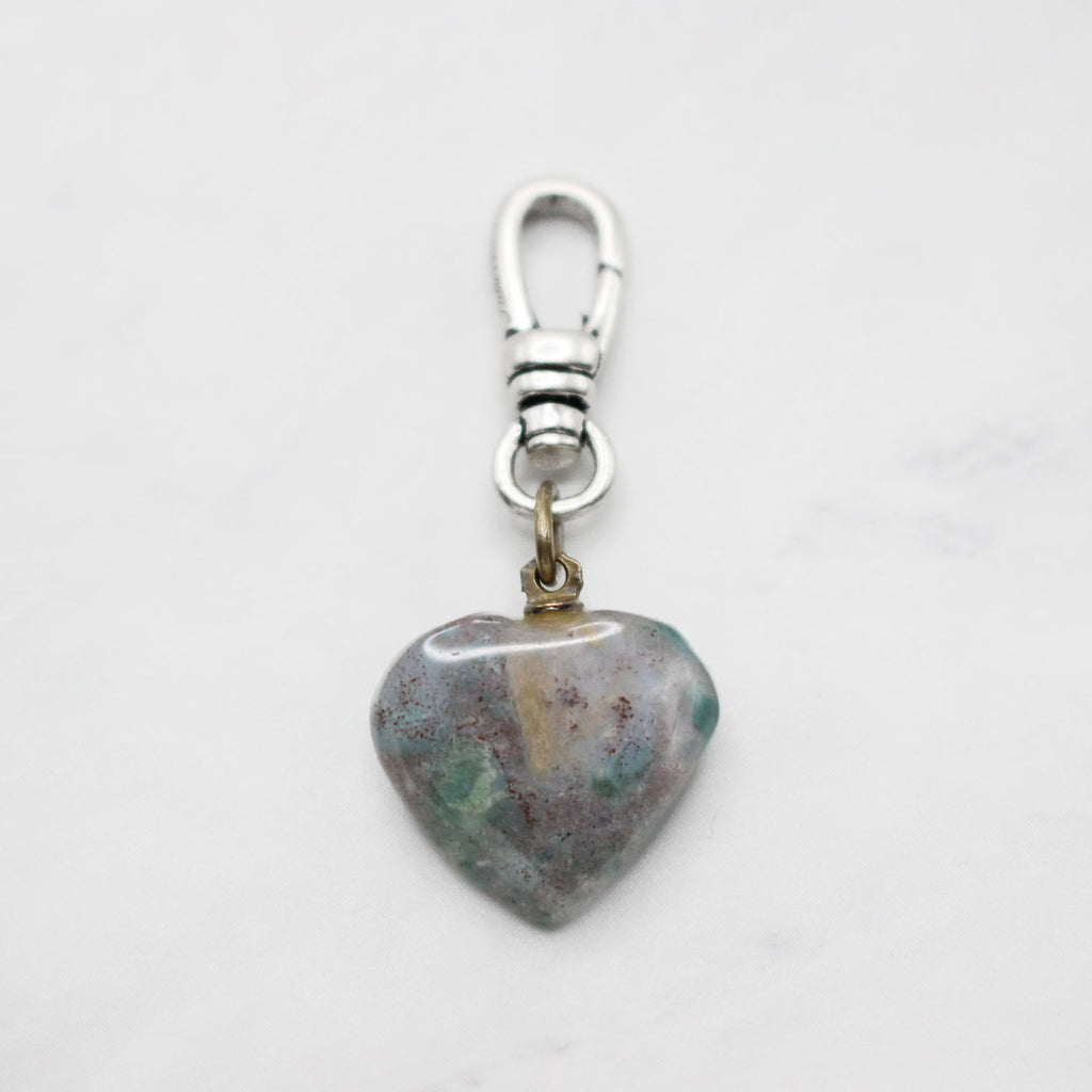 Valentine's Carved Heart Jasper Agate Quartzite Charm