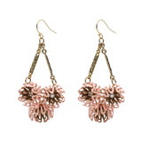 Powder Pink Peony Blossom Crystal Drop Earrings
