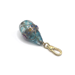 Vintage Light Teal Murano Glass Teardrop with Rosettes Charm