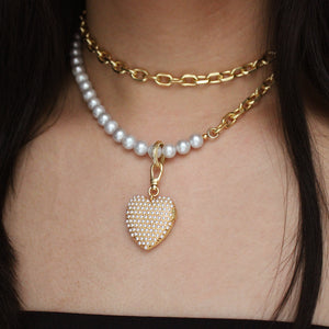 Plaza Long Natural Light Gray Pearl Chain Necklace Base