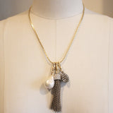 Pearly Tassel Readymade Charm Soup Necklace