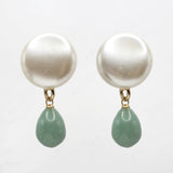 50's Faux Pearl Clip-Ons Jadeite Earrings