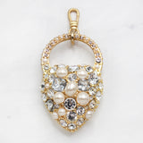 Nina Pearl Greige Crystal Heart Charm
