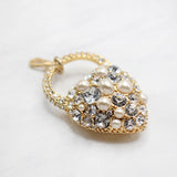 Nina Pearl Greige Crystal Heart Charm