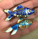 Vintage Blue Cloisonne Fish Charm