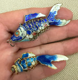 Vintage Blue Cloisonne Fish Charm