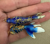 Vintage Blue Cloisonne Fish Charm