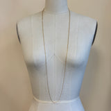Long Single Teensy Baroque Pearl Mini Rectangle Chain
