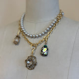 Plaza Long Natural Light Gray Pearl Chain Necklace Base