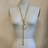 Plaza Long Natural Light Gray Pearl Chain Necklace Base