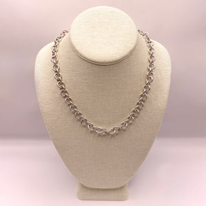 Plaza Round Link Matte Silver Short Necklace