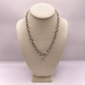 Plaza Round Link Matte Silver Short Necklace