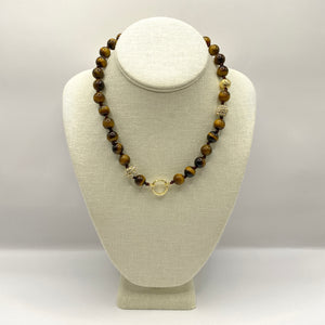 The Hera Tigers Eye Crystal Ball Necklace