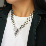 Santa Fe Silver Plated Glass Crystal Satellite Pendant Necklace