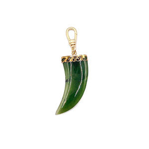 Vintage Spinach Jade Talon in Gold Vermeil Wave Setting Cap Charm