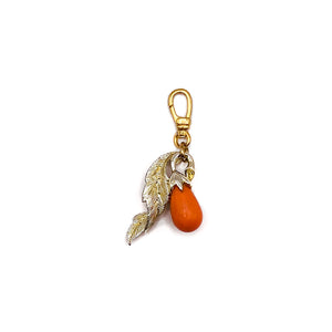 Vintage 1960's Orange Coral Resin Teardrop Leaf Charm
