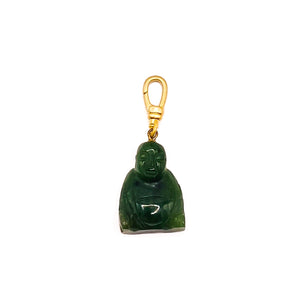 Vintage Hand Carved Spinach Jade Buddha Charm