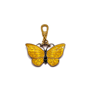 Vintage 1940's Danish Modern Sterling Silver Yellow Cloisonné Enamel Butterfly Charm