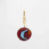 Vintage Fiery Swirled Red and Blue Czech Art Glass Charm