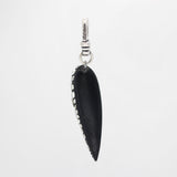 Archival Powder Coated Black Crystal Teardrop Charm