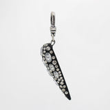 Archival Powder Coated Black Crystal Teardrop Charm
