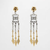 Archival Lulu 20's Deco Style Onyx Glass and Crystal Dangle Earrings