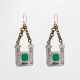 Archival Lulu Emerald Green Cut Glass Crystal Deco Style Hanging Earrings