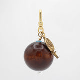 Antique Wood Bauble Greek Key 12kt Goldfill Double Charm