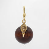 Antique Wood Bauble Greek Key 12kt Goldfill Double Charm