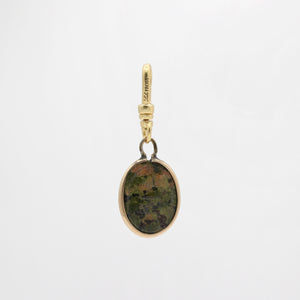 Antique Handcarved Mossy Agate Scarab Goldfill Ma'at Charm