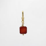 Vintage Handcarved Carnelian Antique Faceted Cube Bead Charm