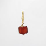 Vintage Handcarved Carnelian Antique Faceted Cube Bead Charm