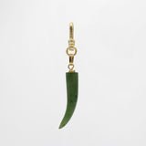 Vintage Spinach Jade Horn of Luck Charm