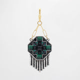 Archival Lulu Octagon Shield Charm in Black and Emerald Glass Crystal