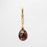 Cloisonné Teardrop Egg Black Poppy and White Bloom Charm