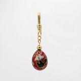 Cloisonné Teardrop Egg Black Poppy and White Bloom Charm