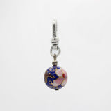 Cherry Blossom Blooms on Cobalt Cloisonné Orb Charm