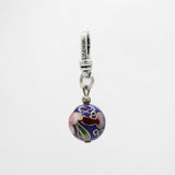Cherry Blossom Blooms on Cobalt Cloisonné Orb Charm