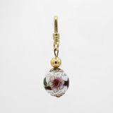 Earth Day Vintage White Cloisonne Pink Floral Orb Charm