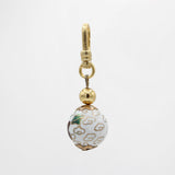 Earth Day Vintage White Cloisonne Pink Floral Orb Charm